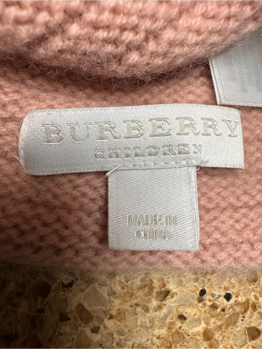Burberry Cashmere Light Pink Knit Beanie with Logo Patch
